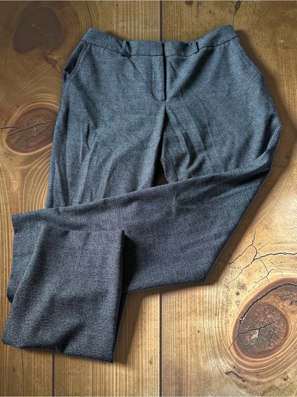 Karl Lagerfeld Paris Boucle Tweed Trousers 10 Gray Straight Leg Office Chic